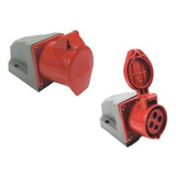 Tomada Industrial Sobrepor 16a 3p+t Soprano Ip44 380/440v 6h Cor Vermelho