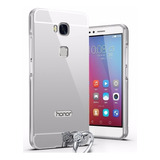 Capa Espelho Metal Prata Huawei Honor 5x Pelicula Vidro