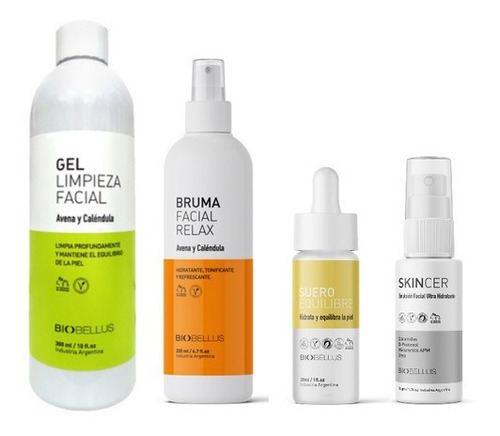 Kit Piel Grasa (gel + Bruma + Equilibre + Skincer) Biobellus