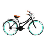 Bicicleta De Paseo My Bike Mx Retro Vintage R26 18v Frenos V-brakes Cambios Nhl Color Negro Con Pie De Apoyo