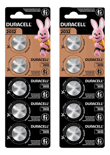 10 Pilhas Duracell Cr2032 Botão 3v - 2 Cartelas