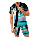Conjunto De Ropa De Playa Hawaiana Para Hombre Camisa