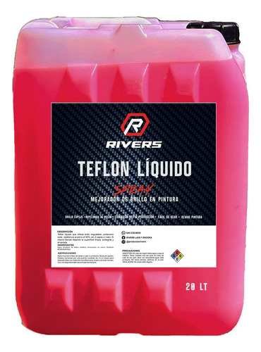 Teflon Liquido 20 L  Brillo Para Autos, Motos, Camion