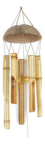 1 Peça De Bambu Wind Chime Light Color Five Tube Natural Coc