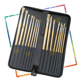 Set Pinceles Artisticos Profesional Estuche P/acrilico Oleo