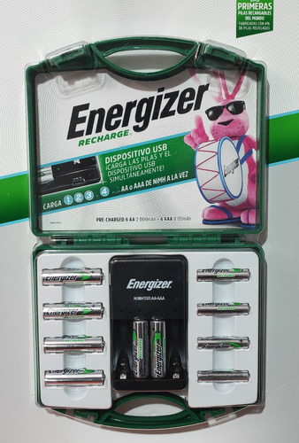 Pila Recargable Energizer 6 Aa Y 4 Aaa C/ Cargador Y Estuche