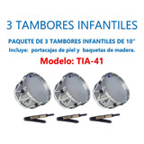 3 Tambores Infantiles Aros Aluminio Piola Blanca Tia-41