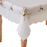 Violet Linen Vela Bordada De Navidad Blanca Para Mesa, 36 Pu