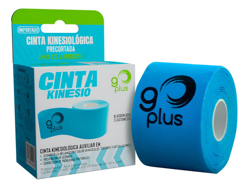 Cinta Kinesiológica Azul Go Plus 5m Pre-cortada