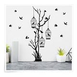 Vinilos Decorativos Aves Ramas Árbol Jaulas Pájaros Pared