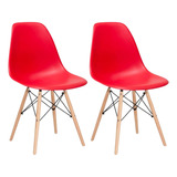 Cadeira De Jantar Garden Life Charles Eames, 2 Unidades Estrutura Da Cadeira Vermelho Assento Vermelho Desenho Do Tecido Eames