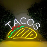 Letrero Led Neon En Acrilico De 3 Mm 40*42cm Tacos