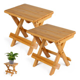 Mesa Auxiliar De Madera Para Patio, Soporte Cuadrado Para Pl