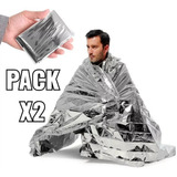 Pack X2 Manta Térmica De Emergencia Aluminio Camping 130*210