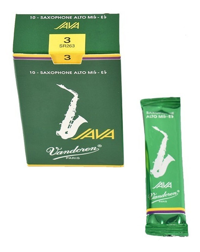 Caña Saxo Alto Eb # 3 Vandoren Java Verde Sr263 Paquete X 1