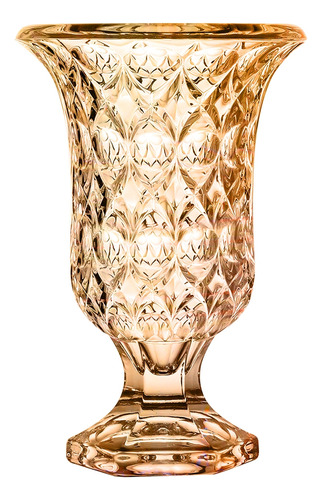 Vaso Decoração De Cristal Com Pé Mesa Sala Flores Casa Âmbar