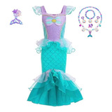 Fantasia Princesa Pequena Sereia Ariel Festa C/ Acessórios