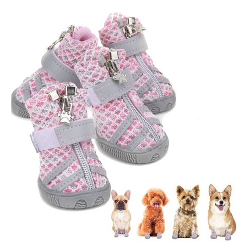 Zapatos Botas Impermeables Para Perros Reflectante 4pz