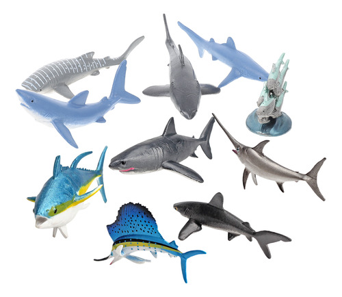 Juguetes De Plástico Marine Fish Modelo Mini, 10 Unidades