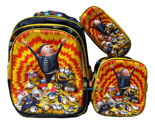 Kit De Mochila 3d Lonchera Y Lapicera, Varios Personajes Combo Primaria 3 Pz Mochilas Económicas Escolares Niña O Niño