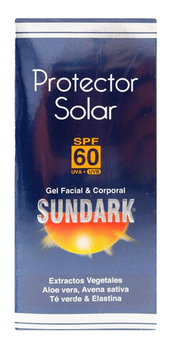 Bloqueador Facial Corporal Gel Solar Sundark Spf 60 120 G