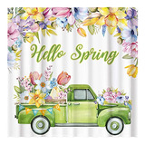 72  X 72  Hello Spring Truck Shower Curtain For Bathroo...