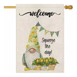 Bandera De La Casa Gnomes Welcome Lemon Vertical De Doble Ca