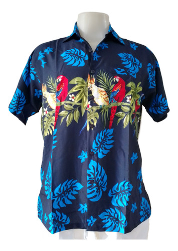 Camisa Hawaiana Manga Corta  Pericos Para Hombre 877 