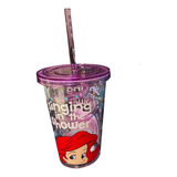 Vasos Infantiles Disney Ariel Monster Inc Plastico C/ Popote