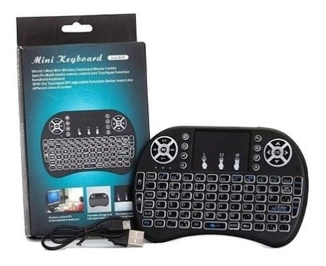 Mini Teclado Luz Controle Keybord Sem Fio P Smart Tv Box 