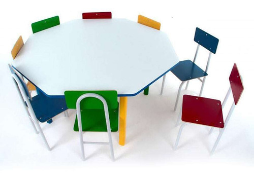 Conjunto De Mesa Oitavada Com 8 Cadeiras Umbridge Colorido