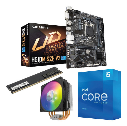 Combo - Mother Gigabyte H510m + I5 11600k + 8gb + Cooler