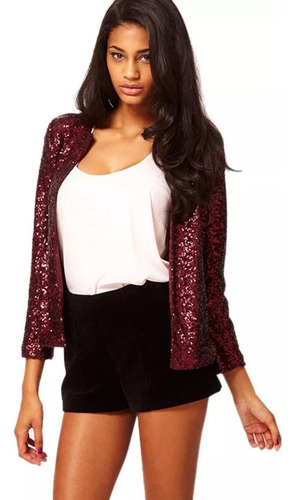 Blazer De Fiesta Con Lentejuelas Brillantes Para Mujer