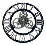 Reloj De Pared Grande Calado Numeros Romanos Plateado Oscuro