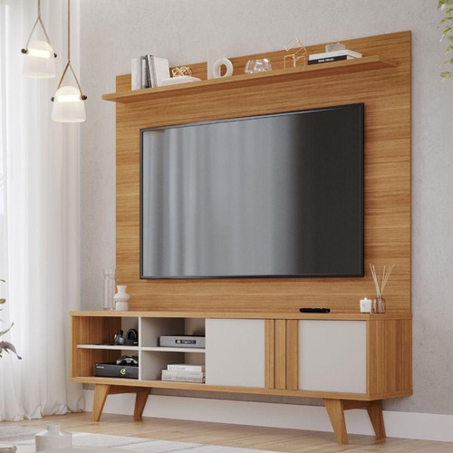 Estante Home P/tv Até 70  100%mdf 1porta Paraty Nature/off W