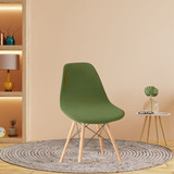 02 Capa De Cadeira Charles Eiffel Nordic Eames Luxo De Malha Cor Verde Oliva Desenho Do Tecido Liso