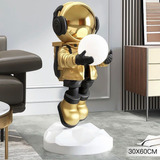 Figura Decorativa Astronauta Con Lampara Luna 60cm De Altura