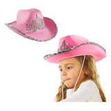 Sombrero Gorro Vaquera Cowboy Sheriff Mujer Rosa Brillo X6