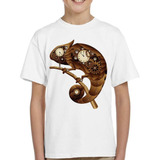 Remera De Niño Steampuk Art Camaleon Metal Reloj