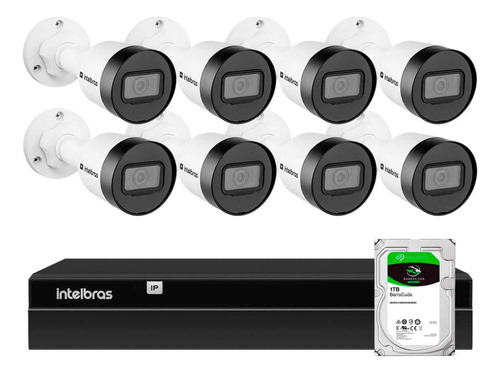 8 Câmeras Vlp 1230b Ip Ir 30m Intelbras, Nvr 1408, Hd 1tb Ba