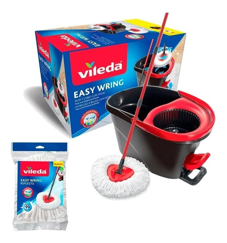 Vileda Kit Easy Wring Balde A Pedal Cabo + 1 Repuesto 