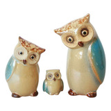 Figura De Porcelana De Owl Family, Decoración De Búho Para E