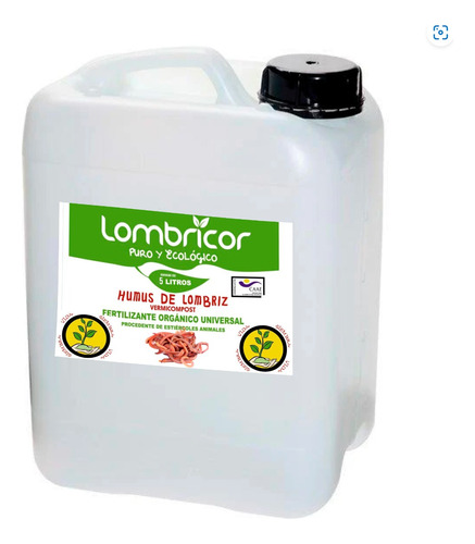 Humus Liquido Lombricor  (lombriz) Concentrado 5 Lts 