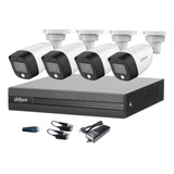 Kit 4 Camaras Fullcolor Audio Bullet 2mp Dvr 500gb Baluns