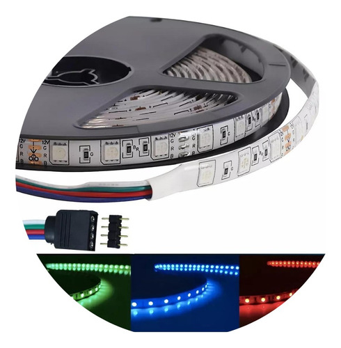 Fita Led Rgb 5050 Colorida Ip20 5mts 60leds/m  14w/mt