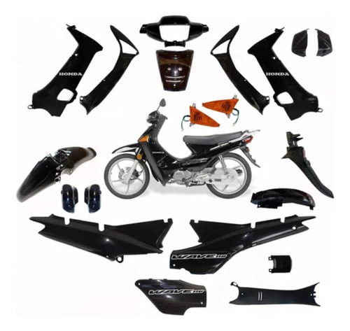 Kit Plasticos Honda Wave 19 P + Tornillos + Calcos + Giros