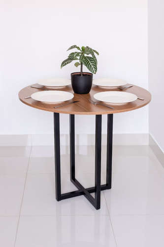 Mesa Para Sala De Jantar Pequena Redonda 80cm 4 Lugares