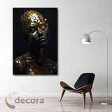 Cuadro Mujer Dorado Negro Elegante Artistica A4 60x90