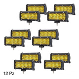 12 Pz Faros Barras Led Auxiliares 7'' Ámbar 48 Led