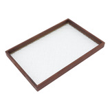 Bandeja De Té Rectangular De Madera De Nogal Y Vidrio